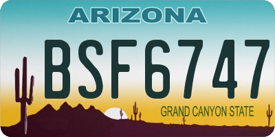 AZ license plate BSF6747