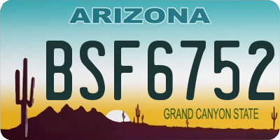AZ license plate BSF6752