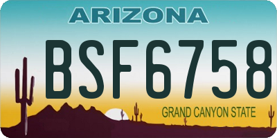 AZ license plate BSF6758