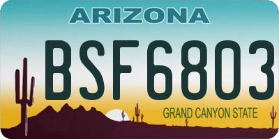 AZ license plate BSF6803