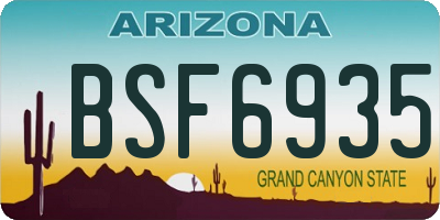 AZ license plate BSF6935