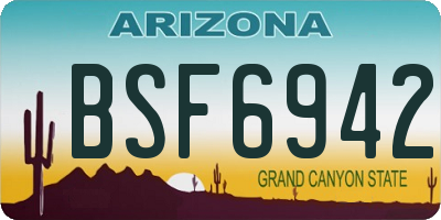 AZ license plate BSF6942