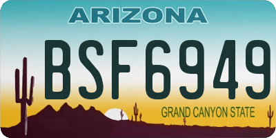 AZ license plate BSF6949