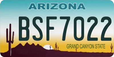 AZ license plate BSF7022