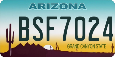 AZ license plate BSF7024