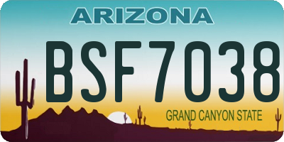 AZ license plate BSF7038