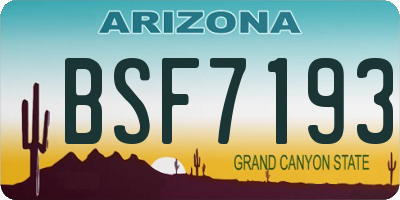 AZ license plate BSF7193