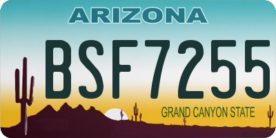 AZ license plate BSF7255