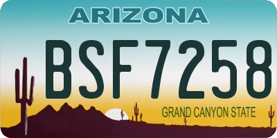 AZ license plate BSF7258