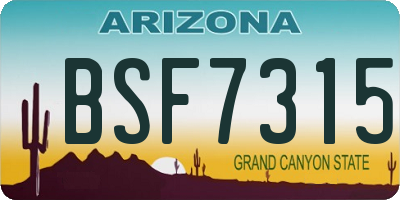 AZ license plate BSF7315