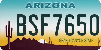 AZ license plate BSF7650