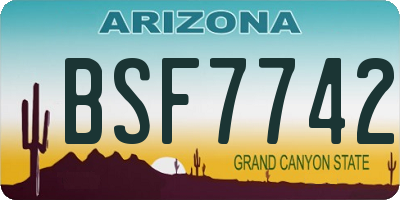 AZ license plate BSF7742