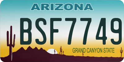 AZ license plate BSF7749