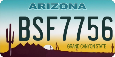 AZ license plate BSF7756