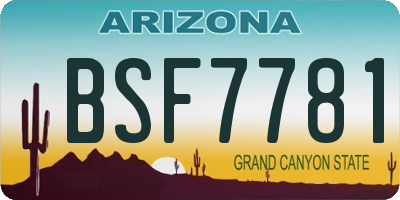AZ license plate BSF7781