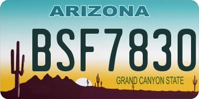 AZ license plate BSF7830