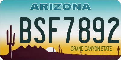 AZ license plate BSF7892