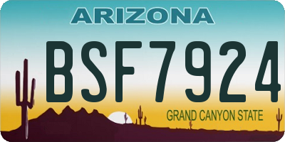 AZ license plate BSF7924