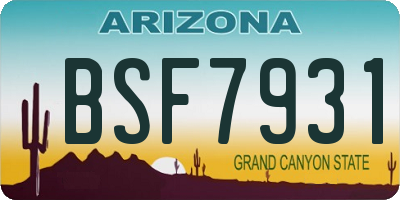 AZ license plate BSF7931