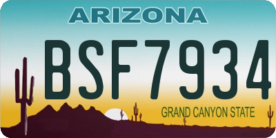 AZ license plate BSF7934