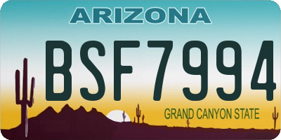 AZ license plate BSF7994