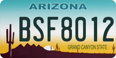 AZ license plate BSF8012