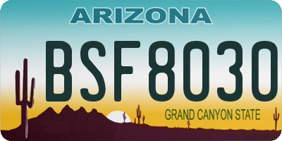 AZ license plate BSF8030