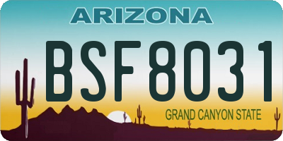 AZ license plate BSF8031