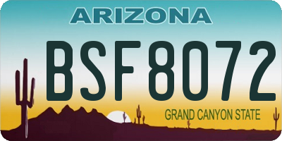 AZ license plate BSF8072