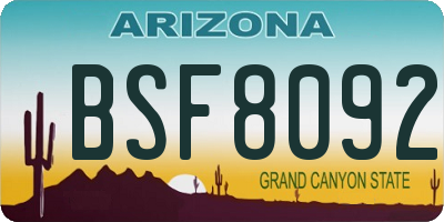 AZ license plate BSF8092