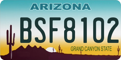 AZ license plate BSF8102