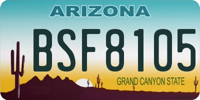 AZ license plate BSF8105