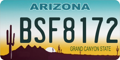 AZ license plate BSF8172