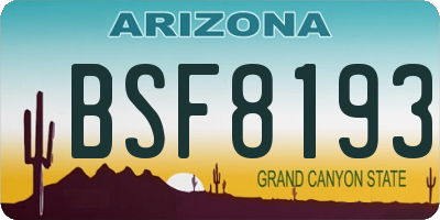 AZ license plate BSF8193