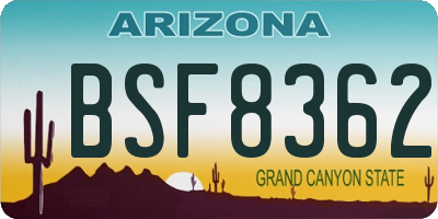 AZ license plate BSF8362
