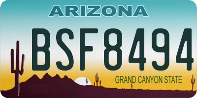AZ license plate BSF8494