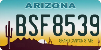 AZ license plate BSF8539