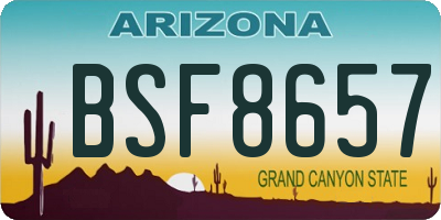 AZ license plate BSF8657