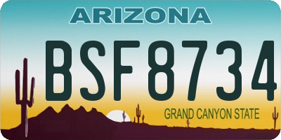AZ license plate BSF8734