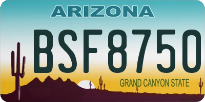 AZ license plate BSF8750