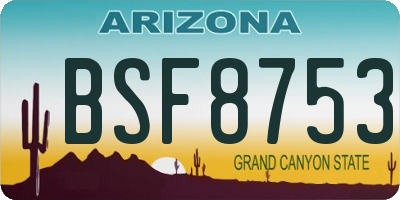AZ license plate BSF8753