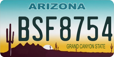 AZ license plate BSF8754