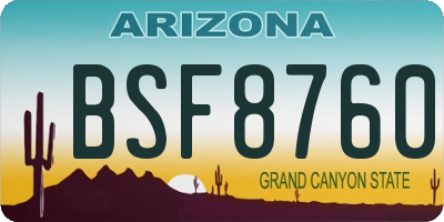 AZ license plate BSF8760