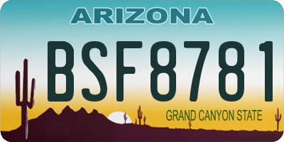 AZ license plate BSF8781