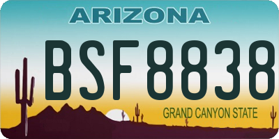 AZ license plate BSF8838