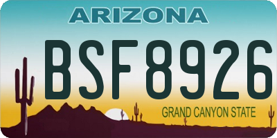 AZ license plate BSF8926