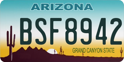 AZ license plate BSF8942