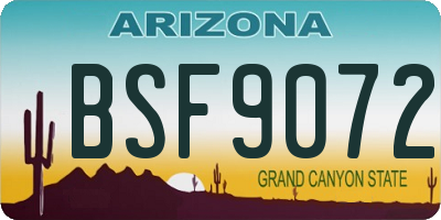 AZ license plate BSF9072