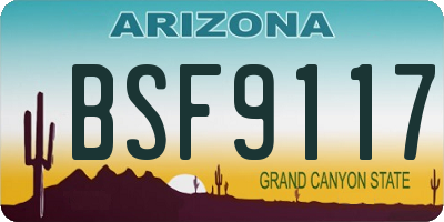 AZ license plate BSF9117