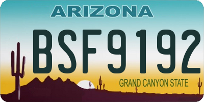AZ license plate BSF9192